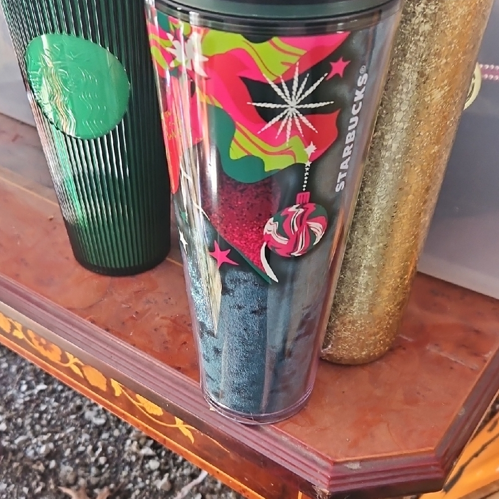 Starbucks Festive Tumbler with Red and Green Accents